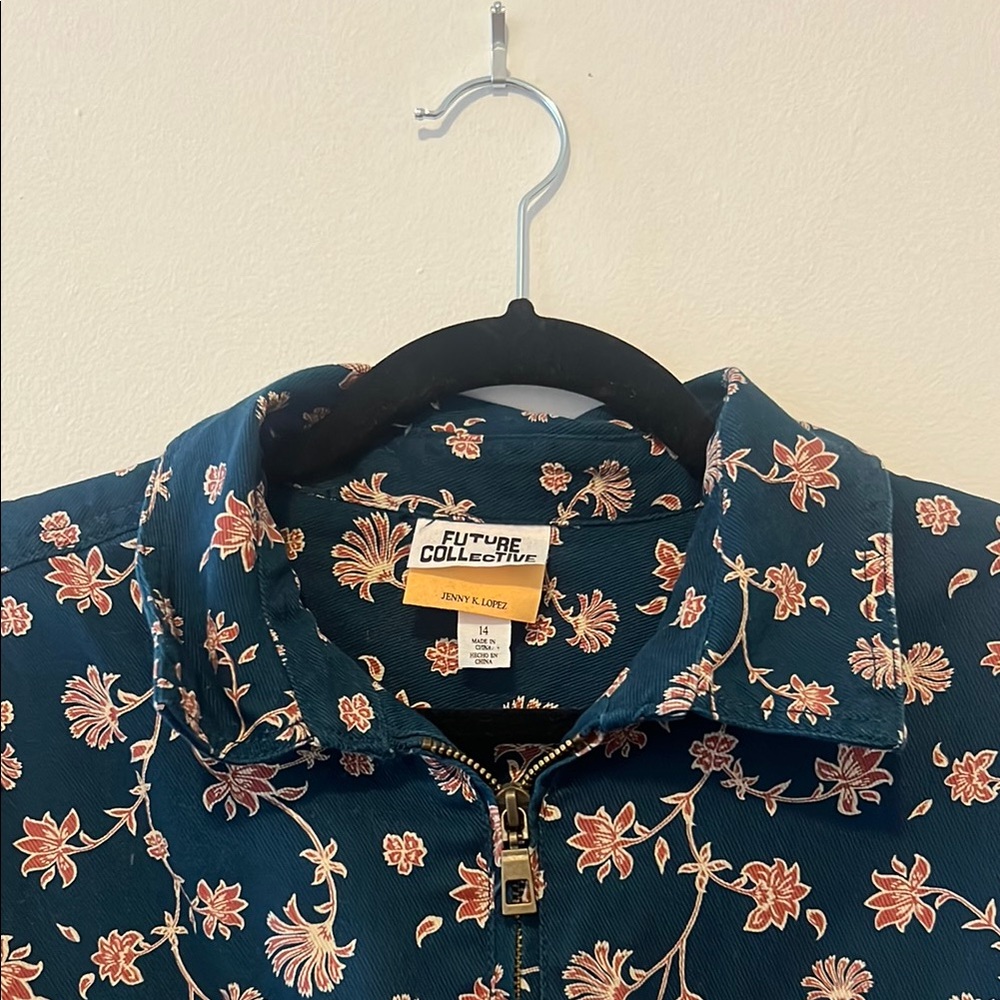Future Collective Blue Jumpsuit with Vintage Floral Design